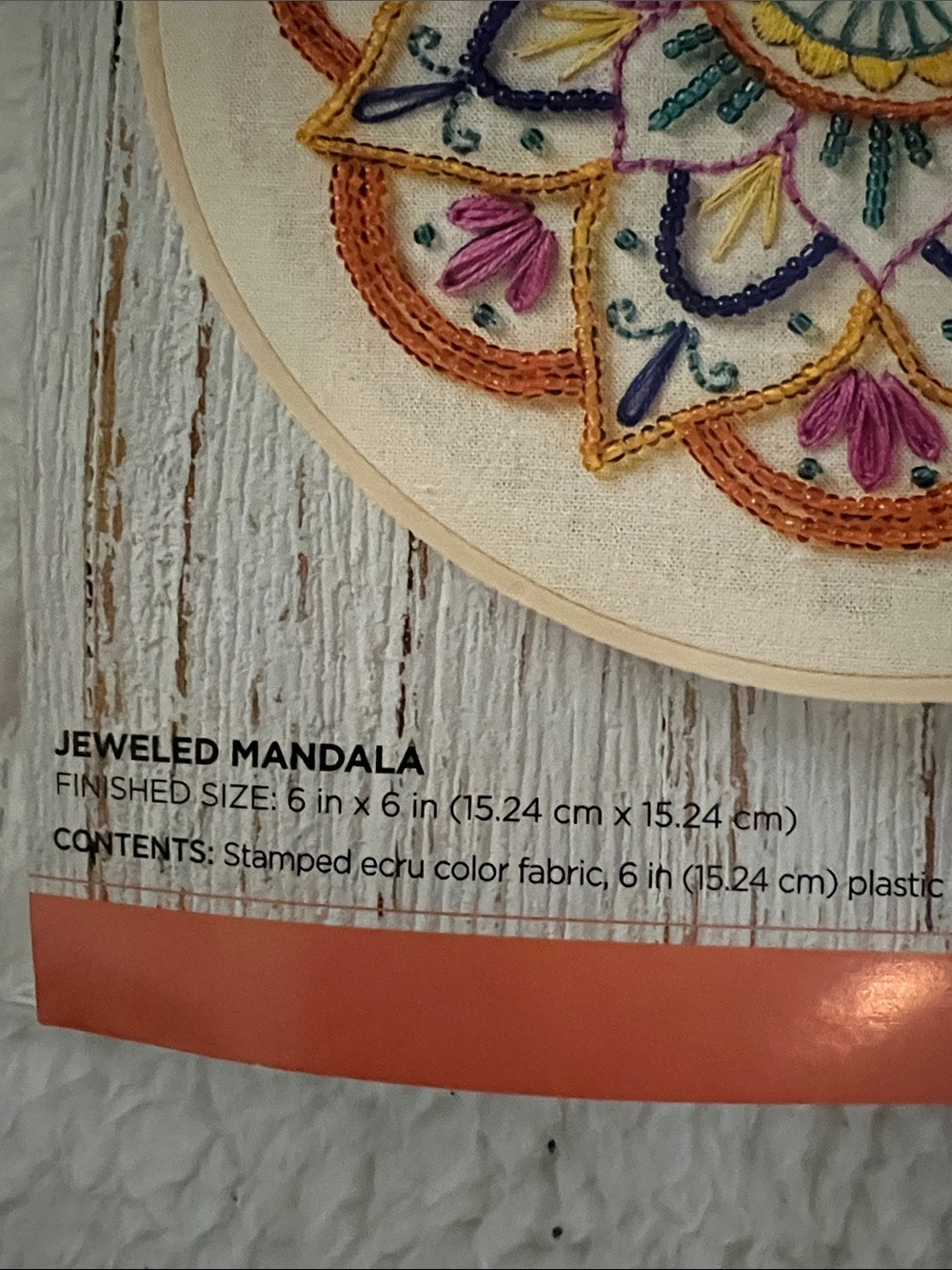 Bucilla Jeweled Mandala Beaded Embroidery Kit in Yellow, Orange, Blue and Purple - Picture 4 of 5
